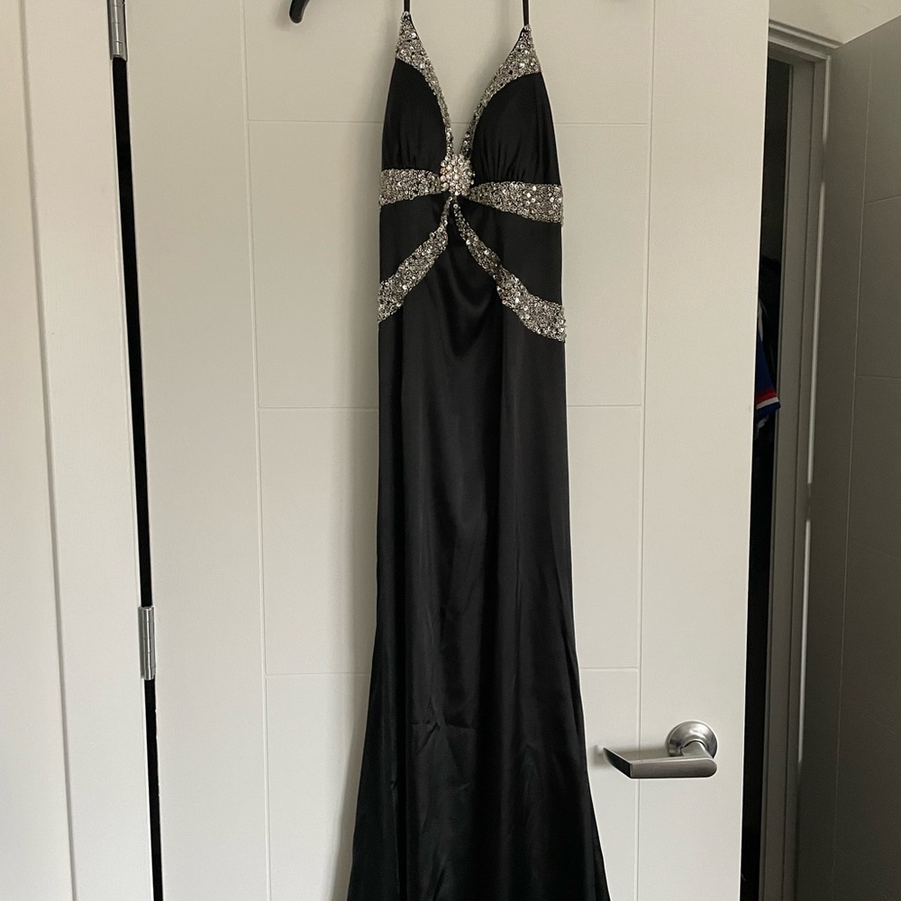 Beautiful black prom gown with crystal beading